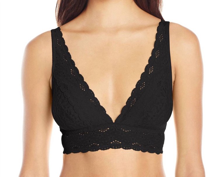 Halo Lace Soft Cup Bralette Bra In Black - Black