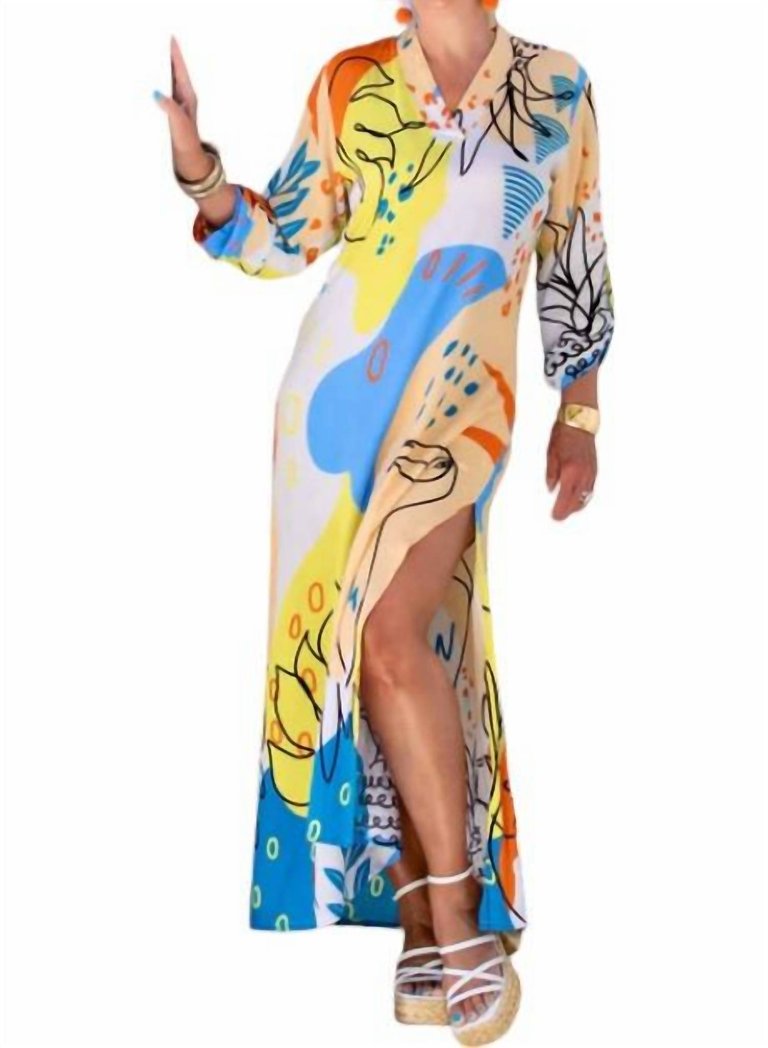 Exuma Kaftan Dress In Periwinkle Toucan - Periwinkle Toucan