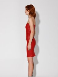 Alexis Stretch Leather Dress, Red
