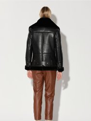 Celine Jacket, Black Leather/Black Fur