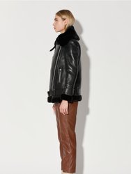 Celine Jacket, Black Leather/Black Fur