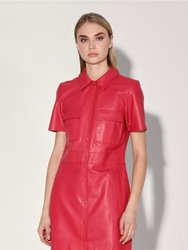 Finley Leather Dress - Cerise