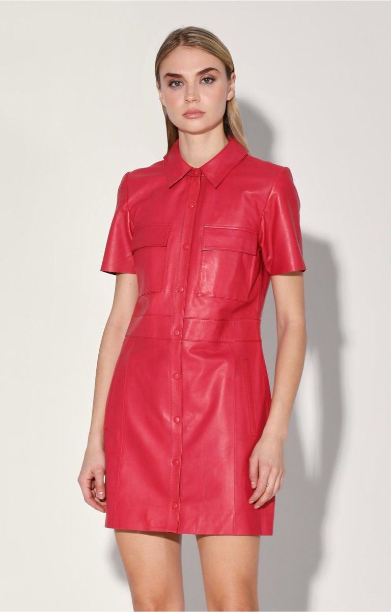 Finley Leather Dress - Cerise