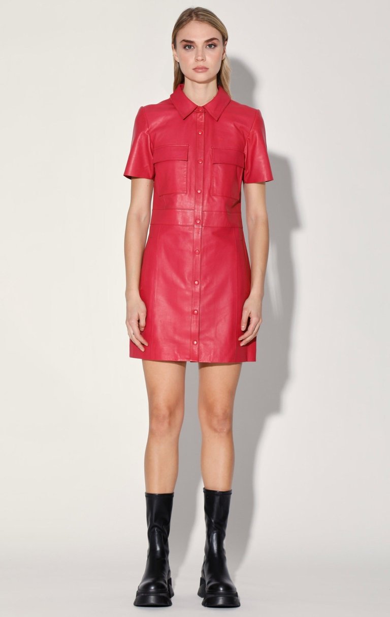 Finley Leather Dress - Cerise - Cerise