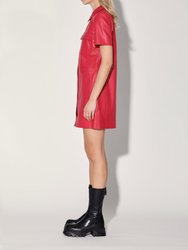 Finley Leather Dress - Cerise