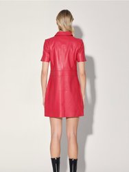 Finley Leather Dress - Cerise