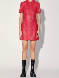 Finley Leather Dress - Cerise - Cerise