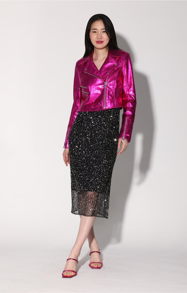 Jenny Jacket, Fuchsia Metallic - Leather