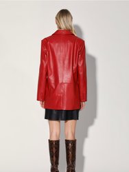 Kira Leather Blazer - Red