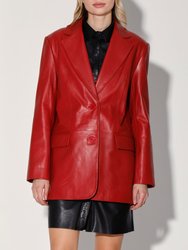 Kira Leather Blazer - Red - Red