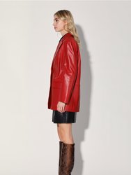 Kira Leather Blazer - Red