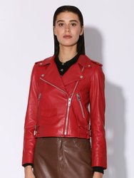 Liz Leather Jacket - Red - Red