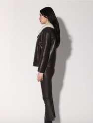 Mariah Jacket, Mocha Leather Off White Fur - Leather Shearling