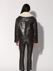 Mariah Jacket, Mocha Leather Off White Fur - Leather Shearling