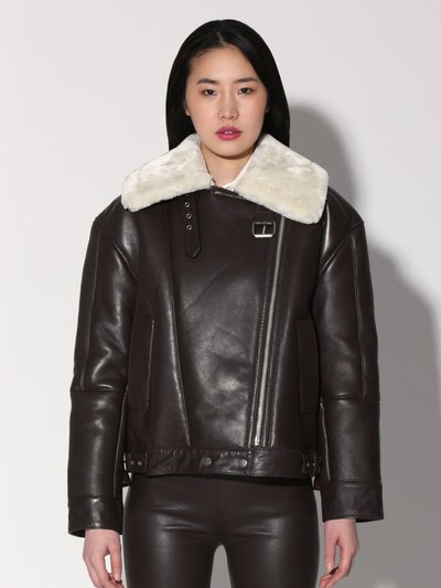 Walter Baker Mariah Jacket, Mocha Leather Off White Fur - Leather Shearling product