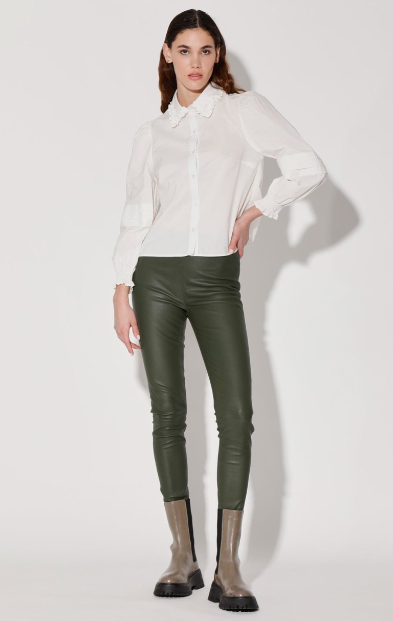 Roxanna Pant, Basil - Stretch Leather - Basil