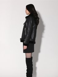 Whitney Jacket - Black Leather/ Black Fur