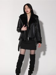 Whitney Jacket - Black Leather/ Black Fur