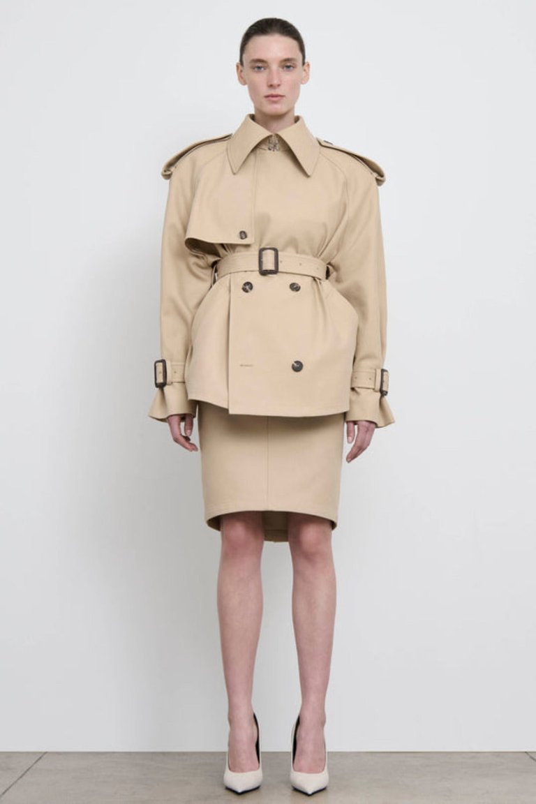 Crop Trench Coat - Khaki