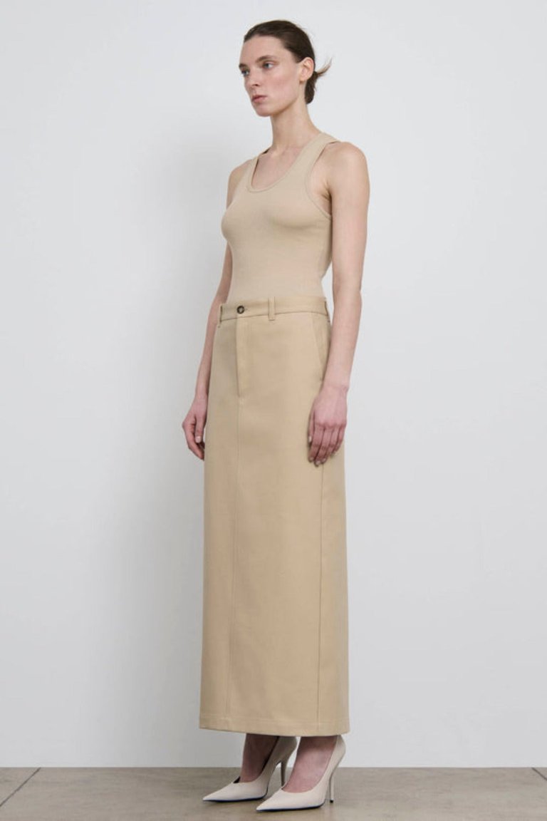 Drill Column Skirt - Khaki