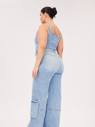 NCE Cargo Plus Wide Leg Jeans - Willow