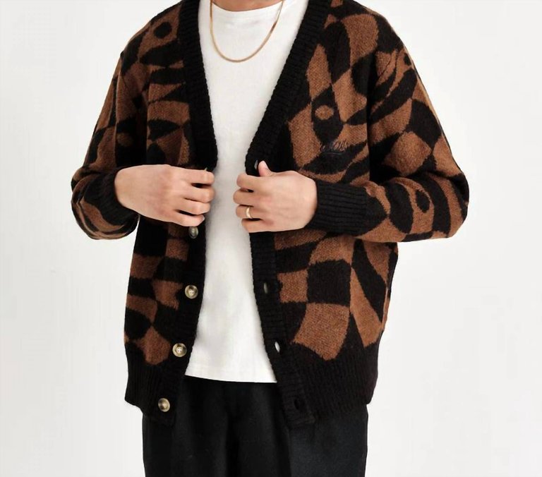 Men's Schill Cardigan In Black Brown Slant - Black Brown Slant