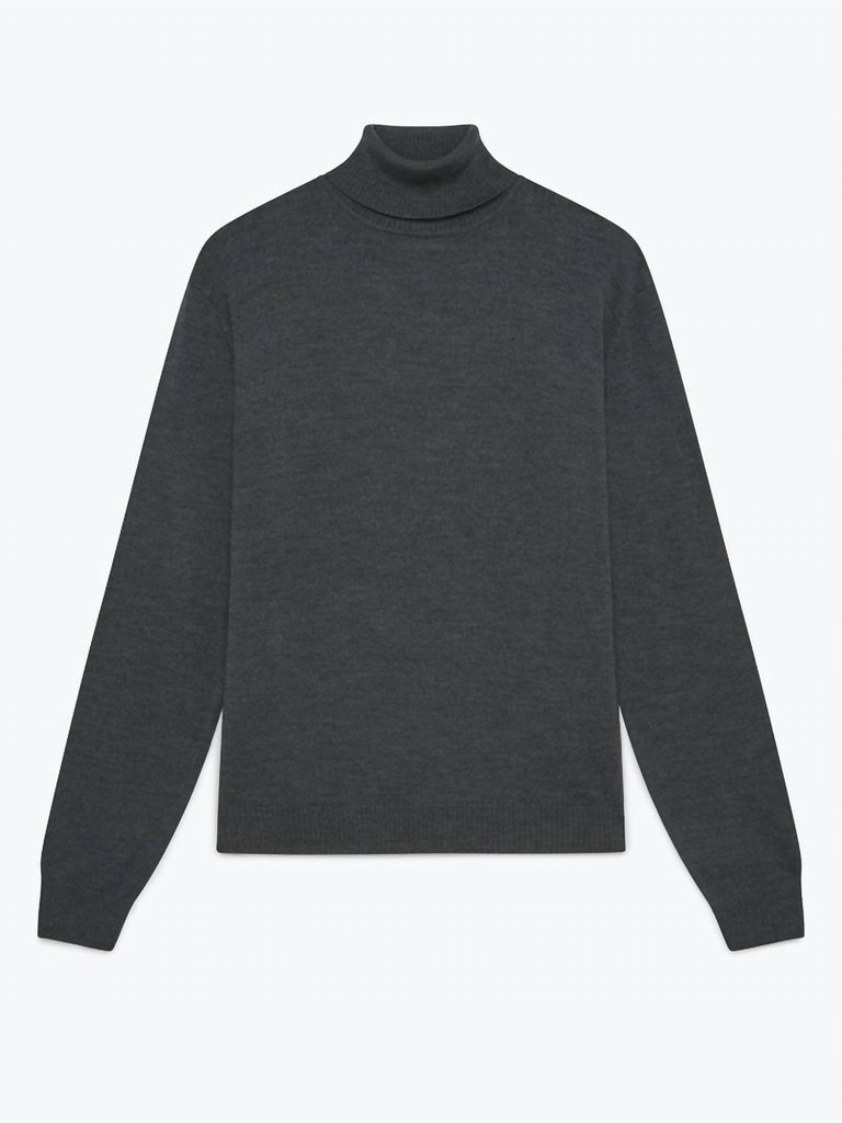 Sterling Roll Neck Sweatshirt In Charcoal - Charcoal