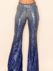 Sequin Gradient Pants - Navy And Silver