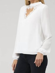 Lace-Trim Cutout Top In Ivory