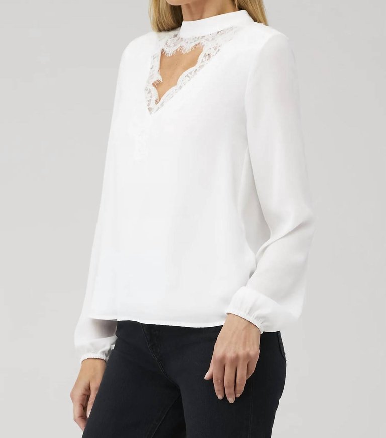 Lace-Trim Cutout Top In Ivory