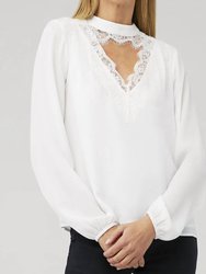 Lace-Trim Cutout Top In Ivory - Ivory