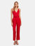 Trista Belted Jumpsuit - Red