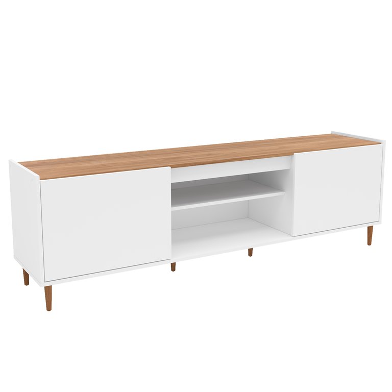 Buffalo 70.8 in. White Wood TV Stand With Two Storages - White