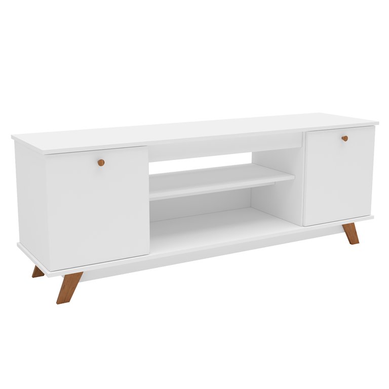 Cleveland 59 in. White Wood TV Stand With Two Storages Fits TV's Up To 55 in. - White