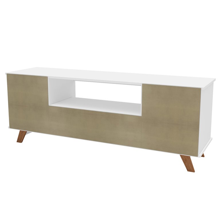 Cleveland 59 in. White Wood TV Stand With Two Storages Fits TV's Up To 55 in.