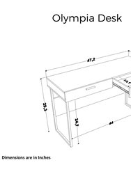 Olympia 47"  2-Drawer Writing Desk - White