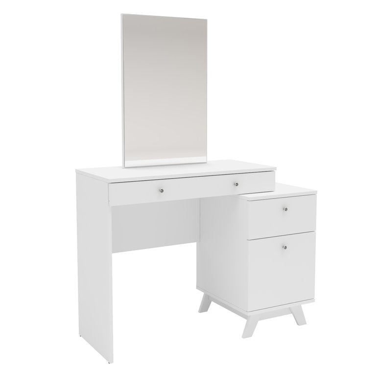 Santa Monica White 2-Drawer Dressing Table With Mirror - White