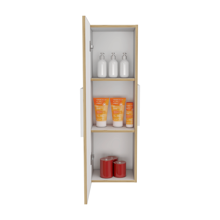 Artic Medicine Cabinet, Light Oak And White Finish