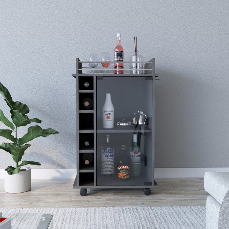 Baltimore Bar Cart - Smokey Oak Finish