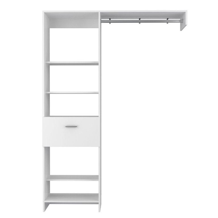 British Closet System Five Open Shelves - Snow Finish - Snow