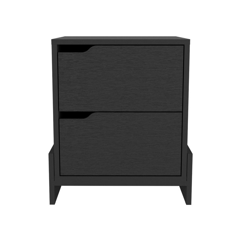 Brookland Nightstand, Double Drawers - Black Wengue Finish