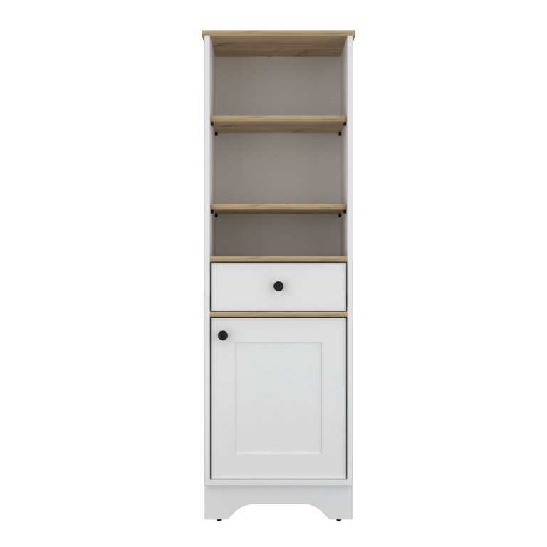 Burnedt Linen Cabinet - White And Light Oak Finish - White And Light Oak