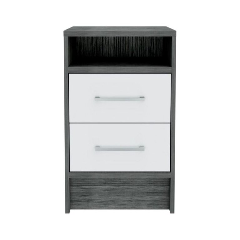 Cartiz Nightstand - Smoky Oak And White Finish - Smoky Oak And White