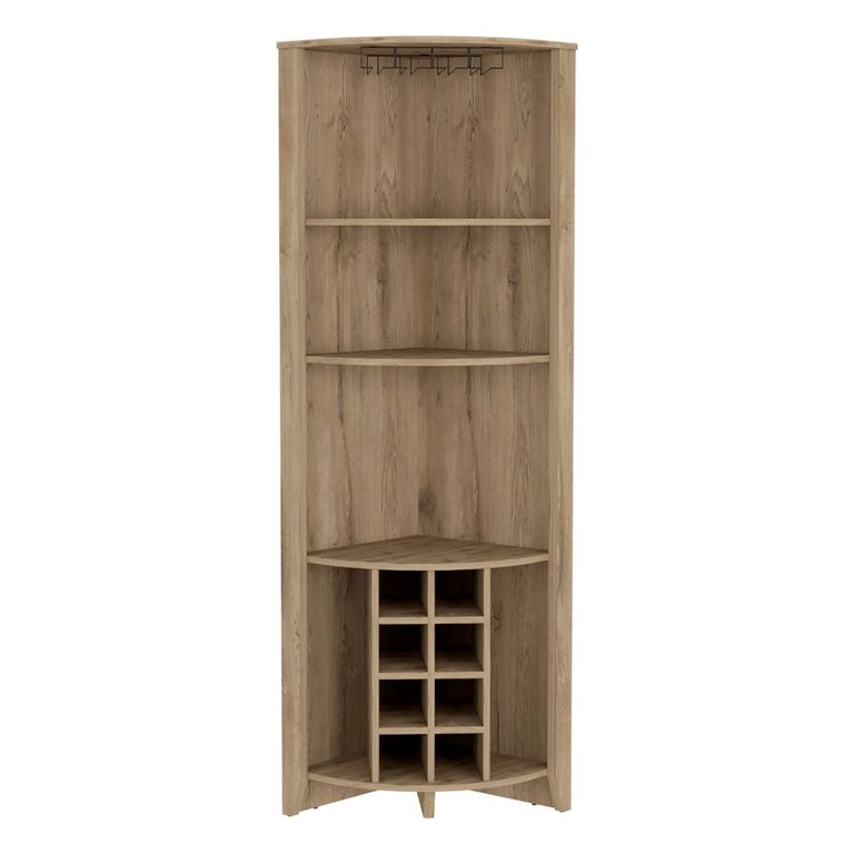 Castle Corner Bar Cabinet - Macadamia Finish - Macadamia