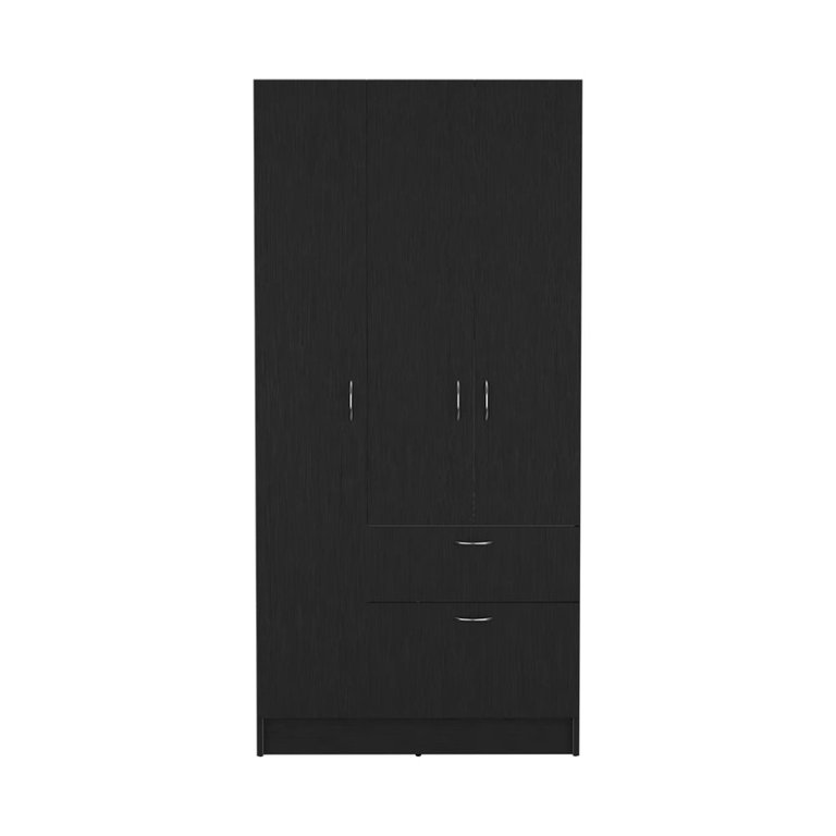 Cobra Armoire, Double Door Cabinets, White Finish - Black