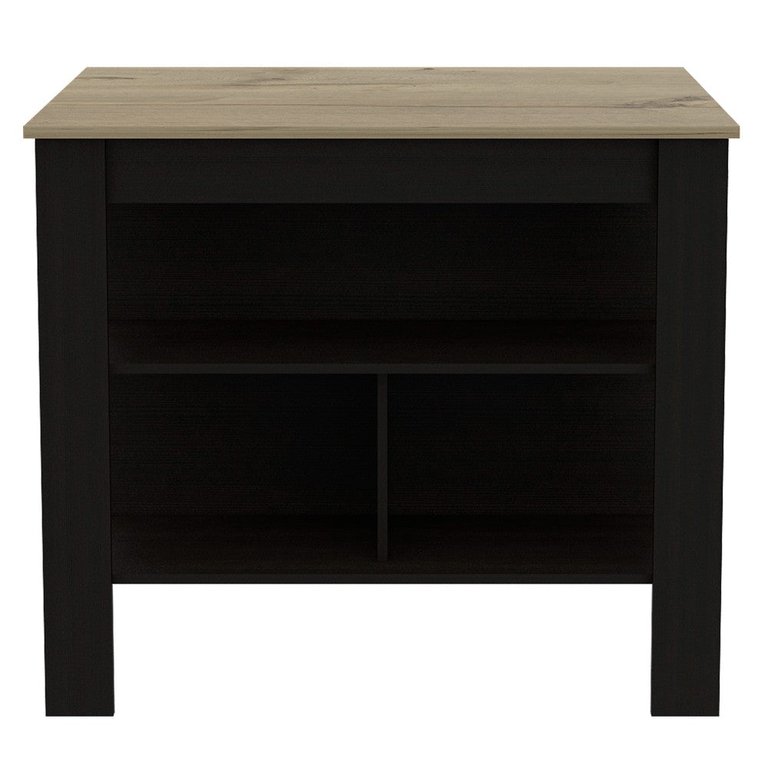 Dozza Kitchen Island - Black Wengue And Light Oak Finish - Black Wengue/Light Oak