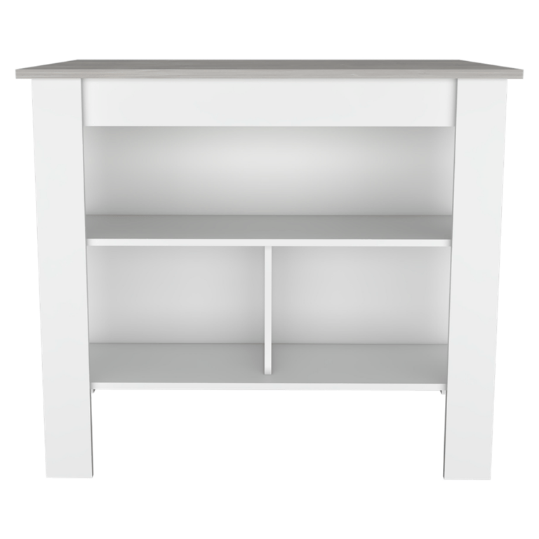 Falacini Kitchen Island -  White And Light Grey Finish - White