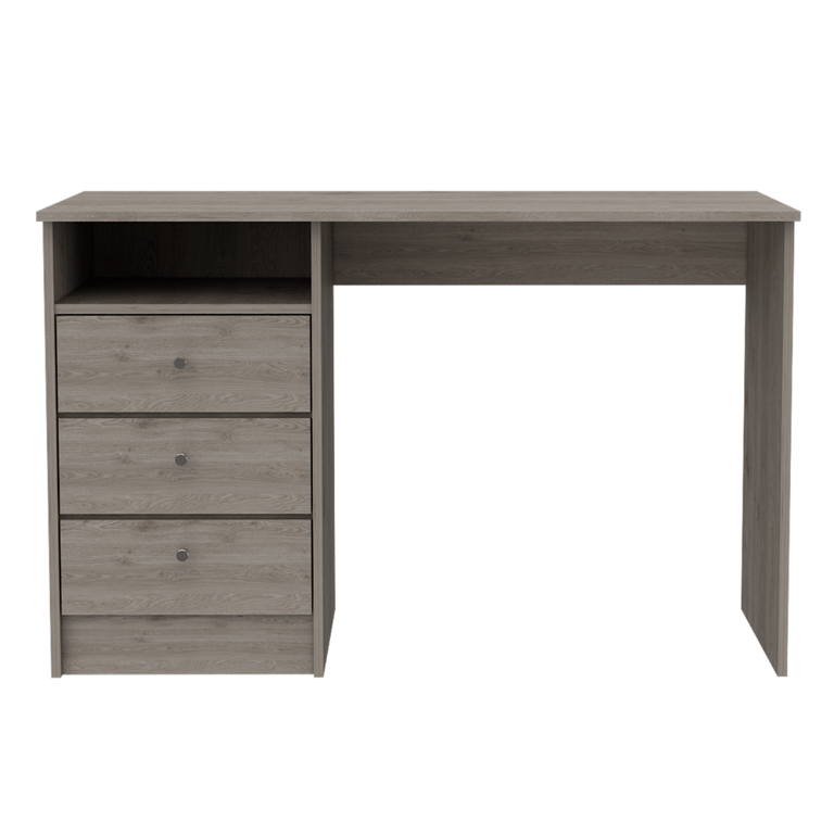 Ironx 3 Drawer Computer Desk, Light Oak Finish