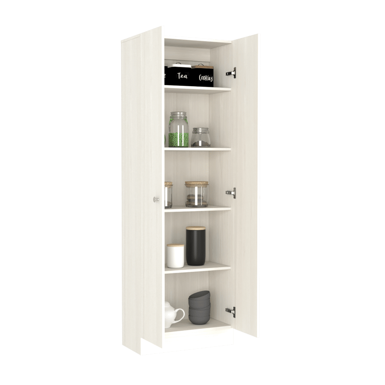 Pipestone Storage Cabinet, White And Light Oak Finish - White And Light Oak