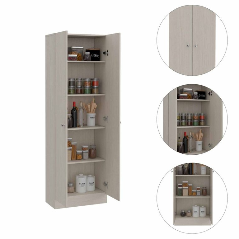 Pipestone Storage Cabinet, White And Light Oak Finish